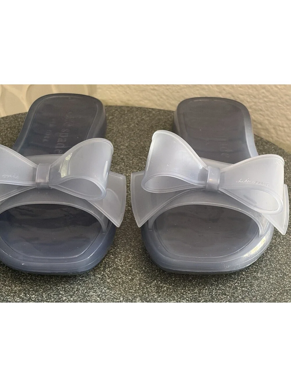 Kate Spade Tie The Knot Jelly Sandals Blue Bow Summer Flip Flops Womens Size 7